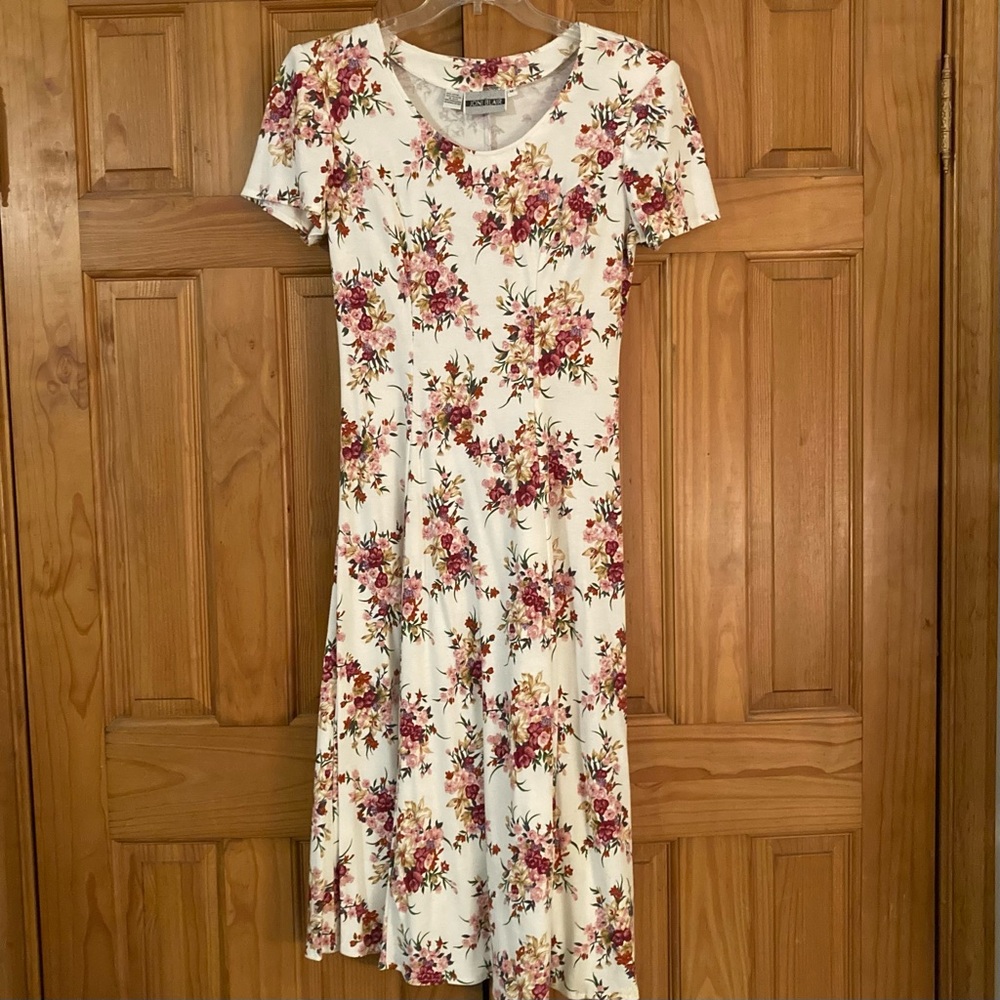 NWOT Joni Blair Vintage 80s Dress Midi Red White Pink Size M Medium
